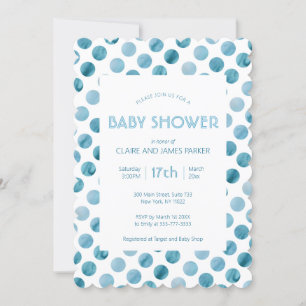Waterverf Blue Polka Dot Cute Baby shower Kaart