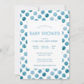 Waterverf Blue Polka Dot Cute Baby shower Kaart (Voorkant)