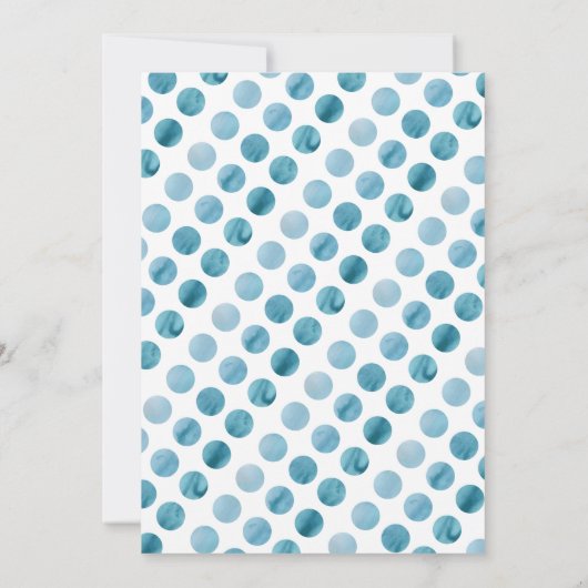 Waterverf Blue Polka Dot Cute Baby shower Kaart (Achterkant)
