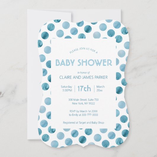 Waterverf Blue Polka Dot Cute Baby shower Kaart (Voorkant)