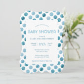 Waterverf Blue Polka Dot Cute Baby shower Kaart (Staand voorkant)