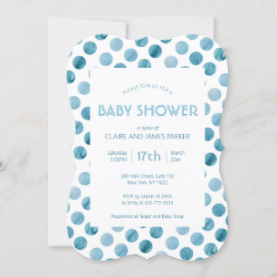 Waterverf Blue Polka Dot Cute Baby shower Kaart