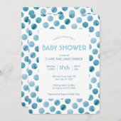 Waterverf Blue Polka Dot Cute Baby shower Kaart (Voorkant / Achterkant)