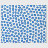  Waterverf Blue Polka Dots Pattern  Cadeaupapier (Vlak)