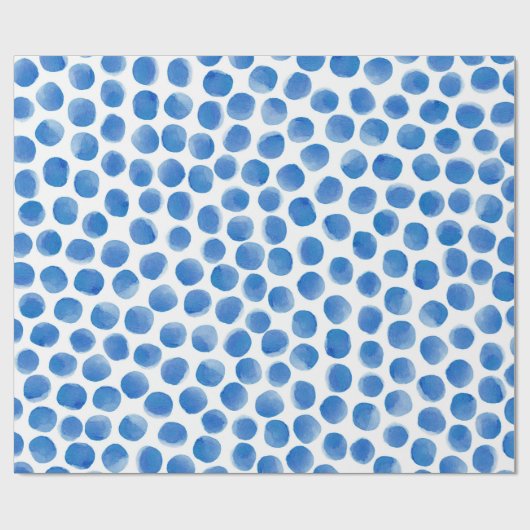  Waterverf Blue Polka Dots Pattern  Cadeaupapier (Vlak)