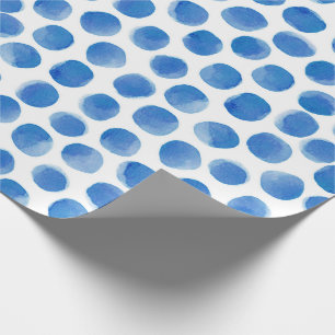 Waterverf Blue Polka Dots Pattern  Cadeaupapier