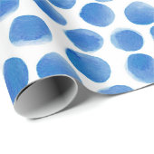  Waterverf Blue Polka Dots Pattern  Cadeaupapier (Rol Hoek)