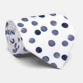 Waterverf Blue polka stip Stropdas (Opgerold)