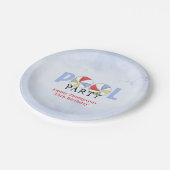 Waterverf Blue Pool Party Gepersonaliseerd Papieren Bordje (Gekanteld)