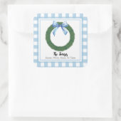 Waterverf Blue Pset Bow Wreath Gift Label Sticker (Tas)