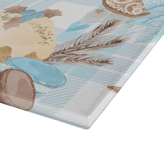 Waterverf Blue Pset-kerstkoekjes en pudding Snijplank (Hoek)