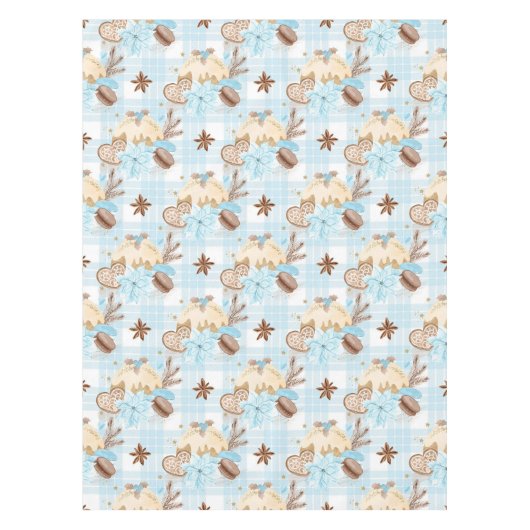 Waterverf Blue Pset-kerstkoekjes en pudding Tafelkleed (Voorkant)