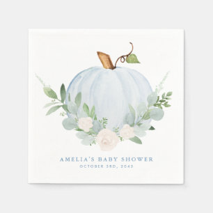 Waterverf Blue Pumpkin Autumn Baby shower Servet