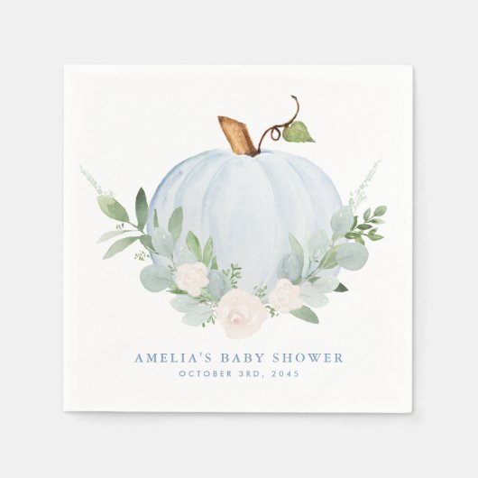 Waterverf Blue Pumpkin Autumn Baby shower Servet (Voorkant)