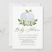 Waterverf Blue Pumpkin Floral Herfst Baby shower Kaart (Voorkant)