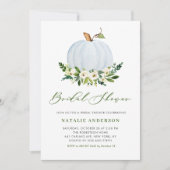 Waterverf Blue Pumpkin Floral Herfst Vrijgezellenf Kaart (Voorkant)