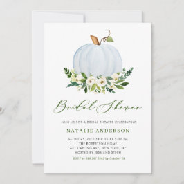 Waterverf Blue Pumpkin Floral Herfst Vrijgezellenf Kaart