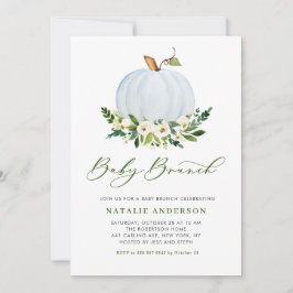 Waterverf Blue Pumpkin Herfst Baby shower Brunch Kaart