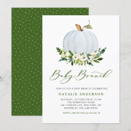 Waterverf Blue Pumpkin Herfst Baby shower Brunch Kaart