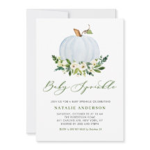 Waterverf Blue Pumpkin Herfst Baby shower Sprinkle