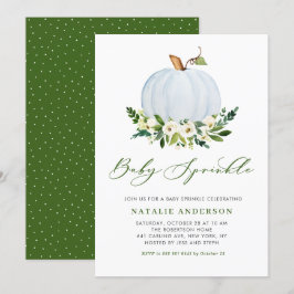 Waterverf Blue Pumpkin Herfst Baby shower Sprinkle Kaart