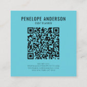 Waterverf Blue QR Code Abstracte golvende lijnen o Vierkante Visitekaartje (Achterkant)