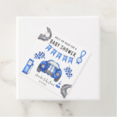 Waterverf Blue Race Car Baby shower Bedankjes Labels (In situ)