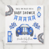 Waterverf Blue Race Car Baby shower Bedankjes Labels (Achterkant)