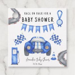 Waterverf Blue Race Car Baby shower Bedankjes Labels