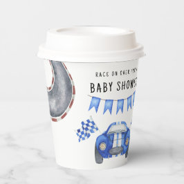 Waterverf Blue Race Car Baby shower Papieren Bekers