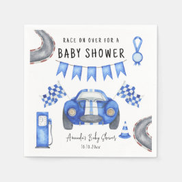 Waterverf Blue Race Car Baby shower Servet