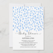 Waterverf Blue Raindrops Boys Baby shower Kaart (Voorkant)