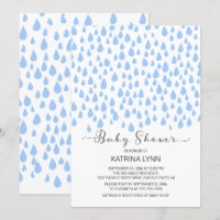 Waterverf Blue Raindrops Boys Baby shower