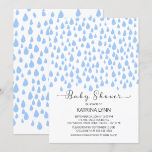 Waterverf Blue Raindrops Boys Baby shower Kaart