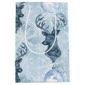 Waterverf Blue Reindeer kersttas Medium Cadeauzakje (Voorkant)