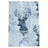 Waterverf Blue Reindeer kersttas Medium Cadeauzakje (Achterkant)