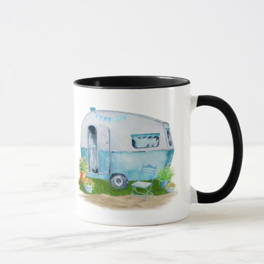 Waterverf blue Retro  Camper Caravan Mok (Rechts)