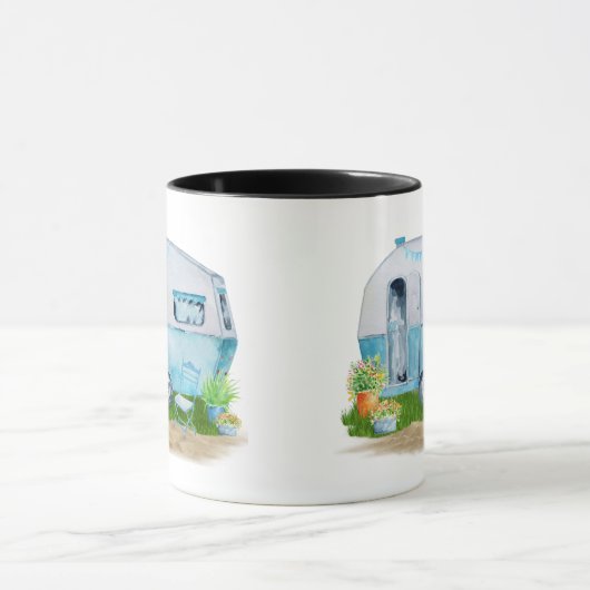 Waterverf blue Retro  Camper Caravan Mok (Midden)