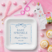 Waterverf Blue Ribbon Baby Sprinkle Papieren Bordje (Feest)