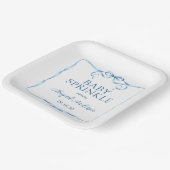 Waterverf Blue Ribbon Baby Sprinkle Papieren Bordje (Gebogen)
