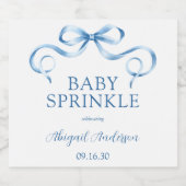 Waterverf Blue Ribbon Baby Sprinkle Sparkling Wijnetiket (Enkel label)