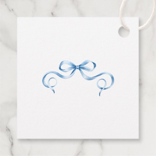 Waterverf Blue Ribbon Pop als ze Poppen Bedankjes Labels (Achterkant)