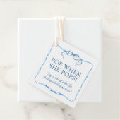 Waterverf Blue Ribbon Pop als ze Poppen Bedankjes Labels (In situ)