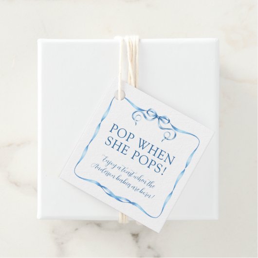 Waterverf Blue Ribbon Pop als ze Poppen Bedankjes Labels (In situ)