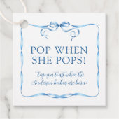 Waterverf Blue Ribbon Pop als ze Poppen Bedankjes Labels (Voorkant)