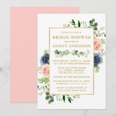 Waterverf Blue Roses Vrijgezellenfeest Gold Kaart (Voorkant / Achterkant)