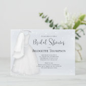 Waterverf Blue Script Elegant  Wedding Gown Kaart (Staand voorkant)