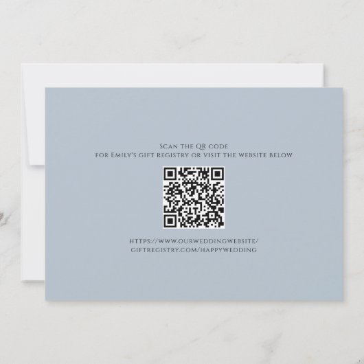 Waterverf Blue Script Elegant  Wedding Gown Kaart (Achterkant)