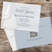 Waterverf Blue Script Elegant Wedding Gown Kaart