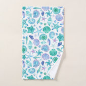 Waterverf Blue Sea Shells en Starfish Pattern Bad Handdoek (Handdoek)